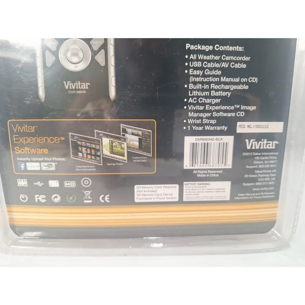 Vivitar 690HD All Weather Digital Camcorder DVR690HD-BLK Waterproof All-weather